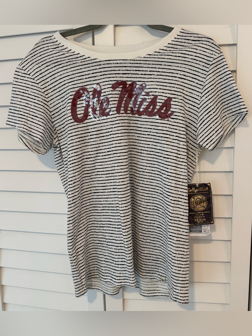 Ole Miss Sequin Striped Tee, University, Collegiate, Mississippi, Game Day